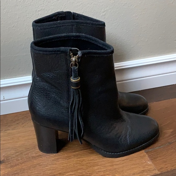 Ralph Lauren Tassel Ankle Heeled Leather Boots - Picture 4 of 9